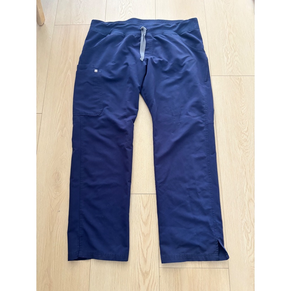 FIGS Technical Collection Navy Blue Scrub Pants XL Straight Leg Cargo Drawstring